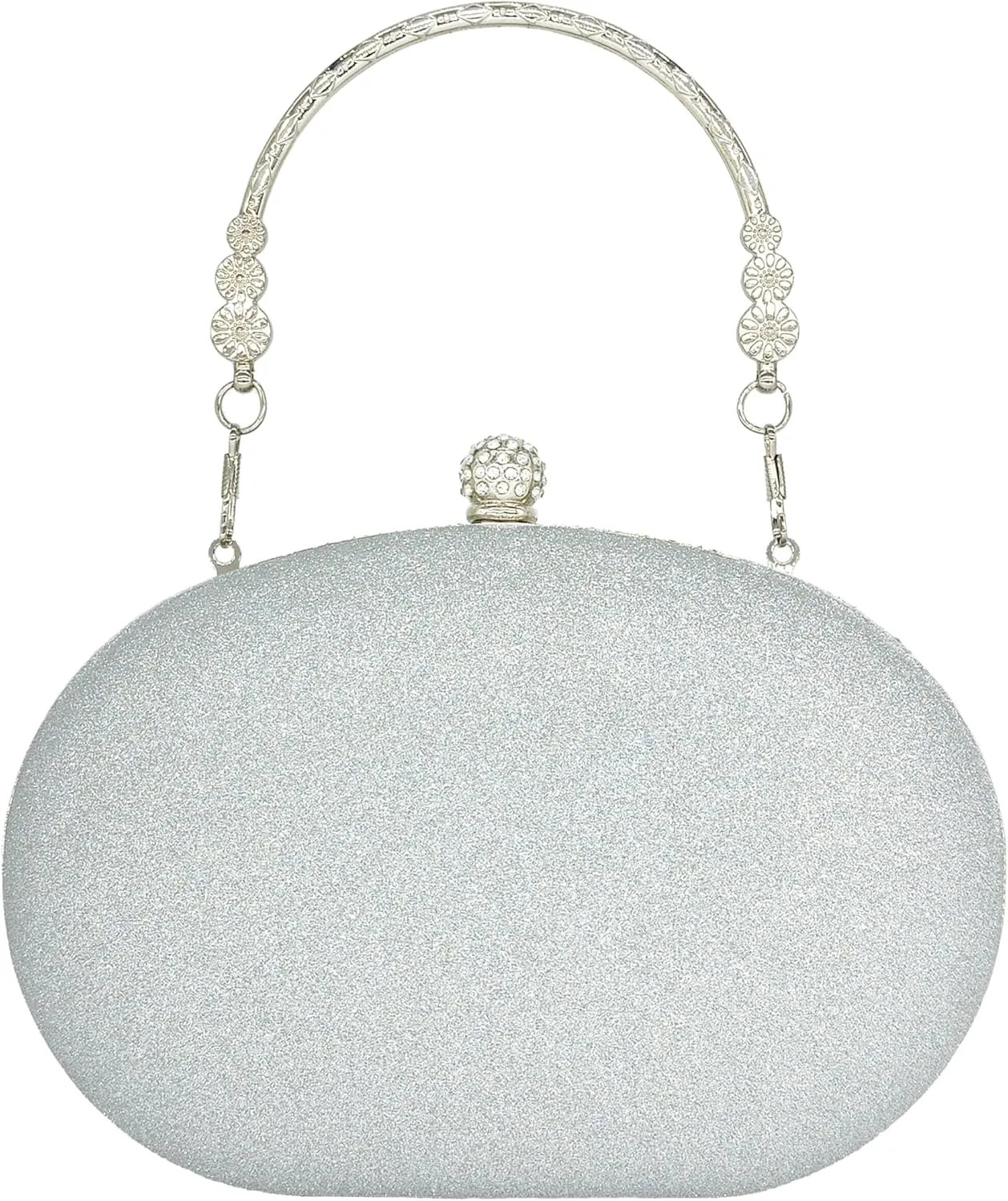 Rhinestone Clutch Purses for Women Evening Wedding Formal - Round Pearl Clasp Handbag - Crystal Diamond Bag