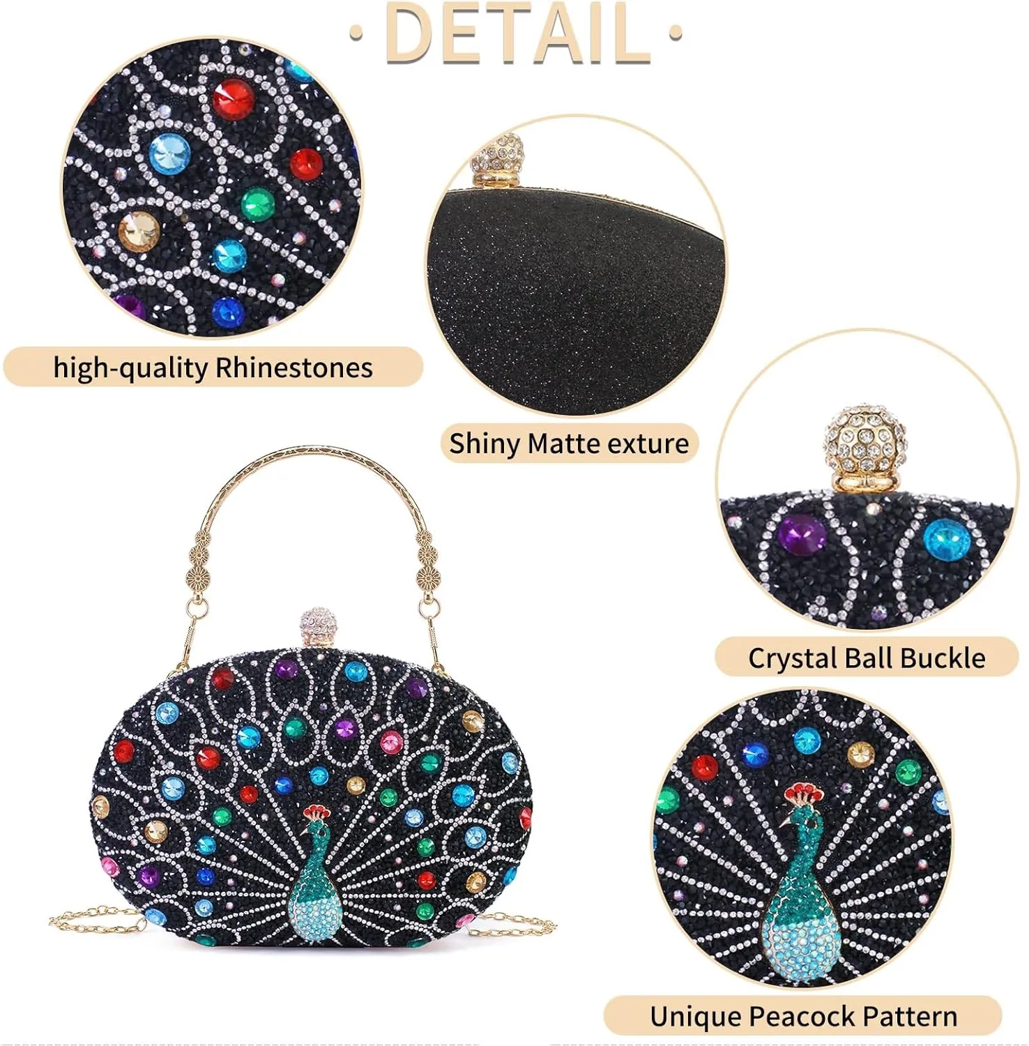 Rhinestone Evening Clutch Purses for Women Evening Clutch bag Crossbody & Shoulder Bag For Wedding Night out Party