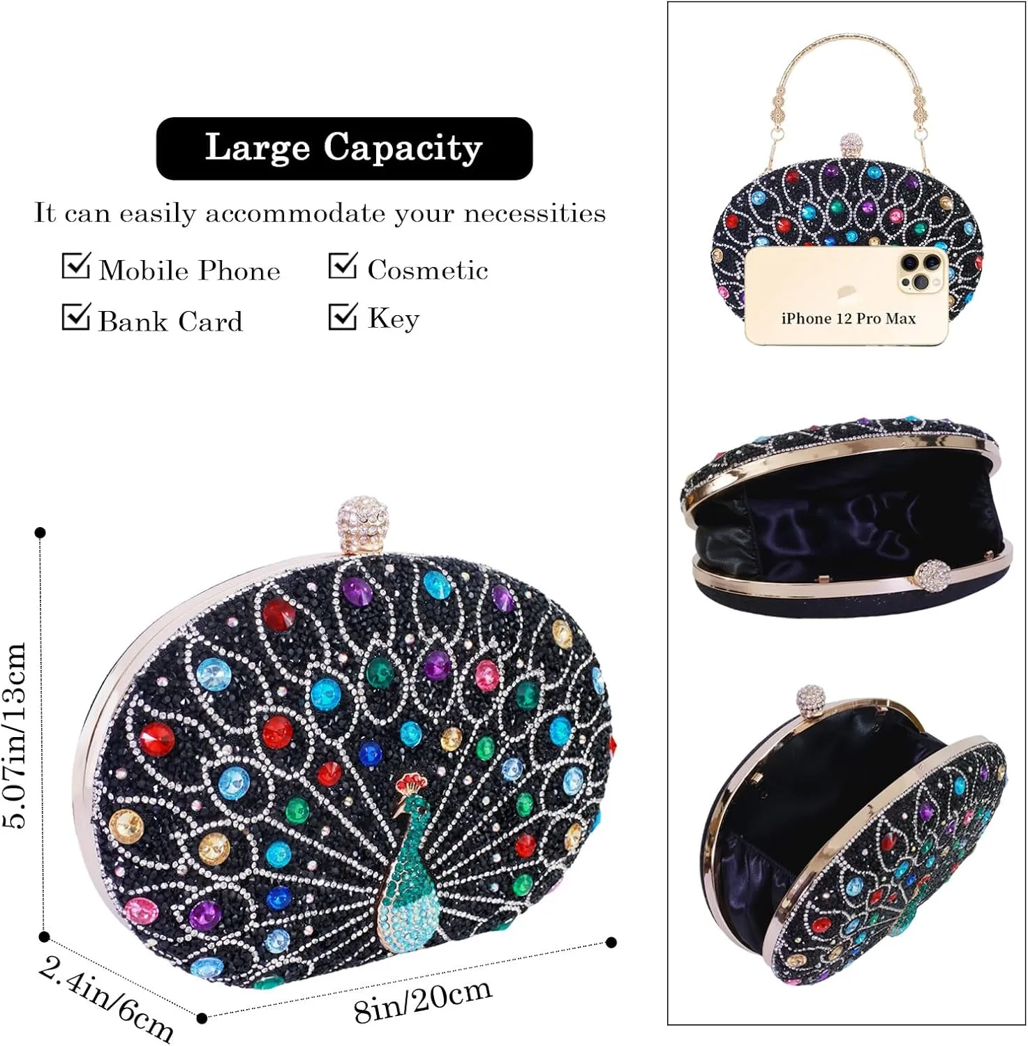 Rhinestone Evening Clutch Purses for Women Evening Clutch bag Crossbody & Shoulder Bag For Wedding Night out Party