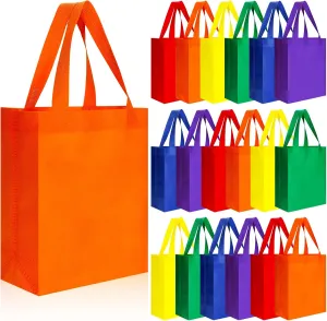 Roowest 48 Pcs Rainbow Color LGBT Pride Month Gifts Bags Bulk with Handles, Reusable Grocery Bags Fabric Tote for Shopping, Parties, Boutiques, Retail Stores