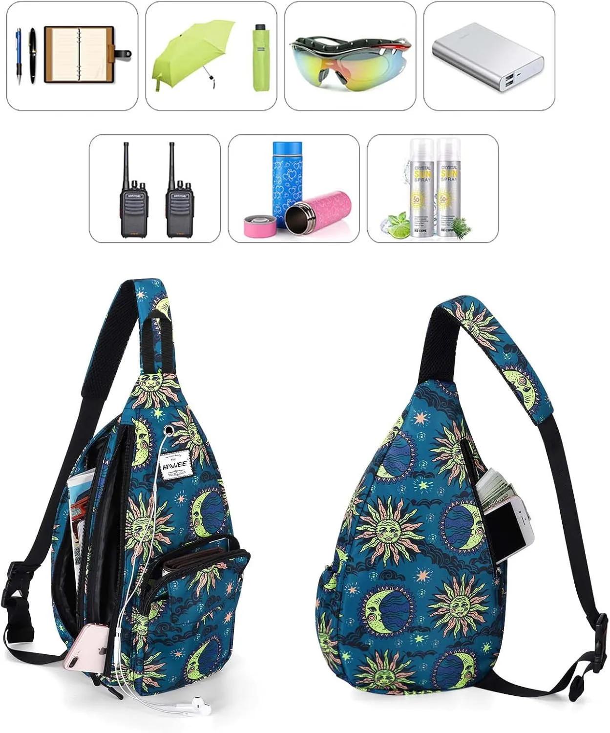 Rope Sling Bag for Women Men Casual Cross Body Daypack Backpack Adjustable Strap Water Repellent for Travel/Sport