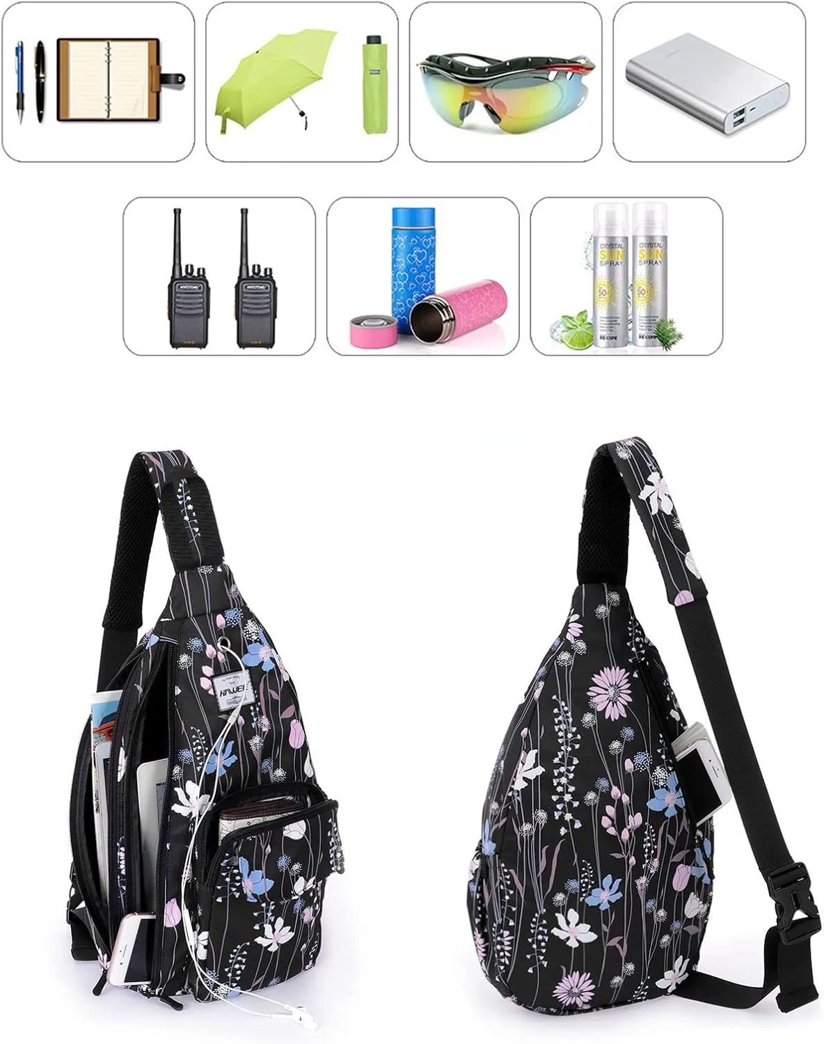 Rope Sling Bag for Women Men Casual Cross Body Daypack Backpack Adjustable Strap Water Repellent for Travel/Sport