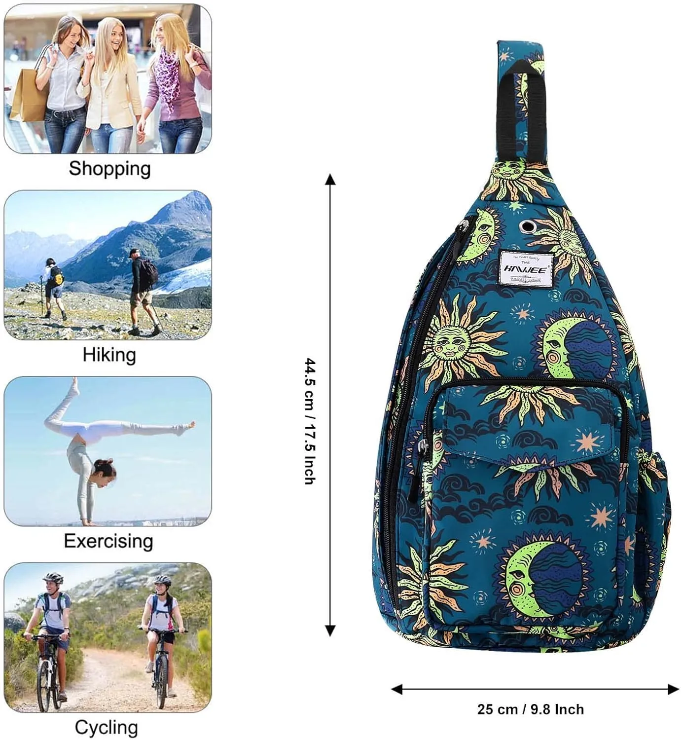 Rope Sling Bag for Women Men Casual Cross Body Daypack Backpack Adjustable Strap Water Repellent for Travel/Sport