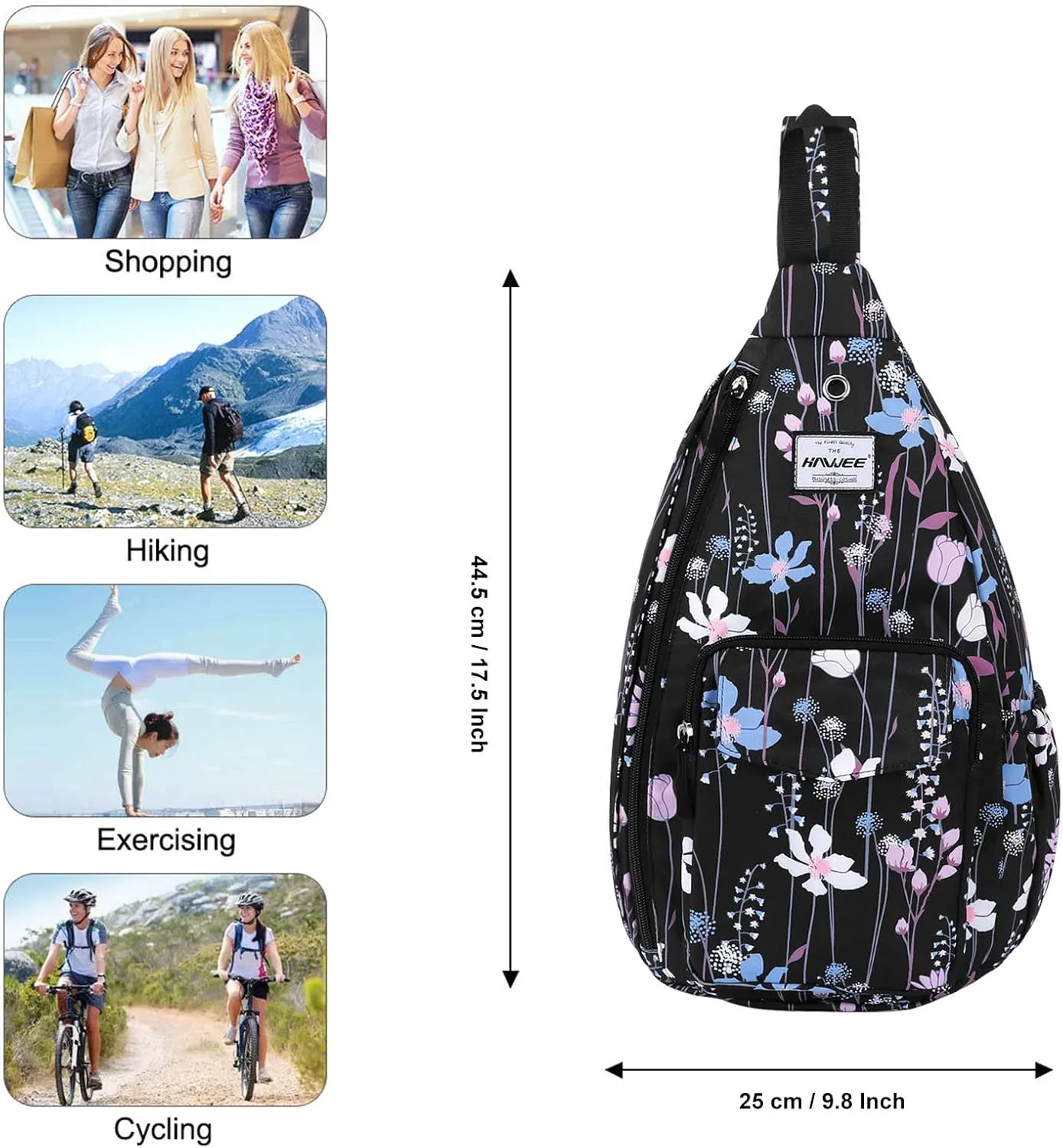 Rope Sling Bag for Women Men Casual Cross Body Daypack Backpack Adjustable Strap Water Repellent for Travel/Sport