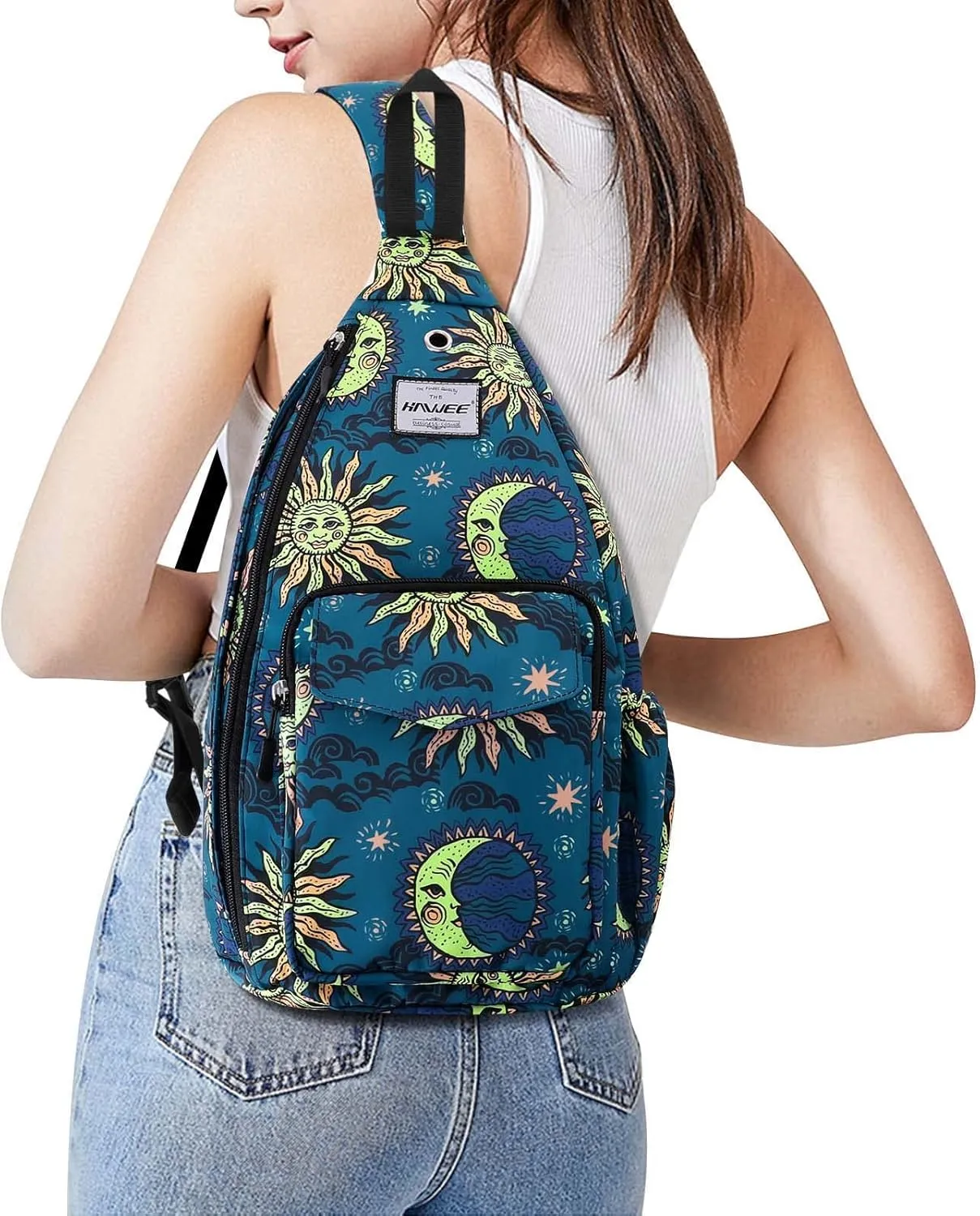 Rope Sling Bag for Women Men Casual Cross Body Daypack Backpack Adjustable Strap Water Repellent for Travel/Sport