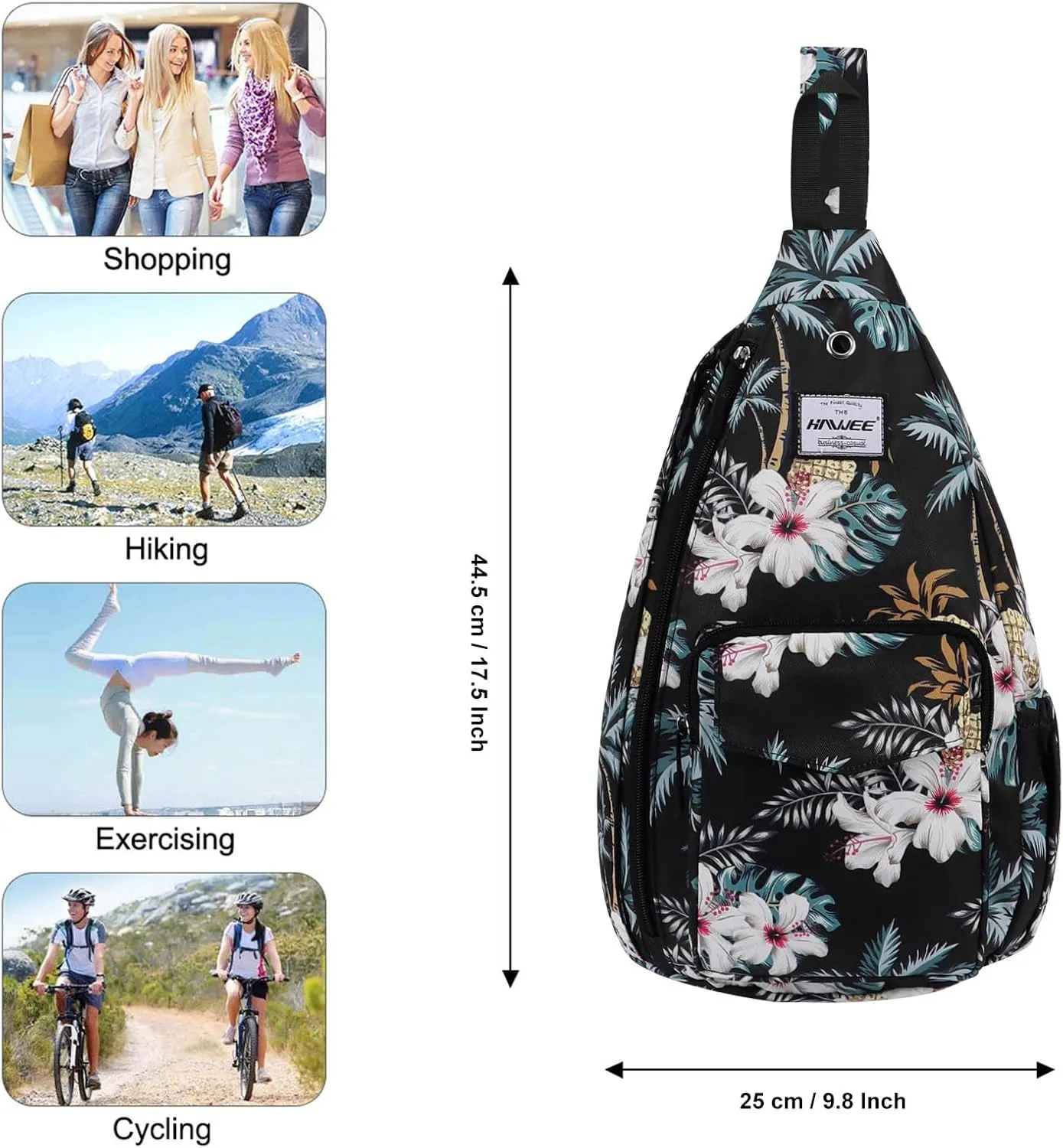 Rope Sling Bag for Women Men Casual Cross Body Daypack Backpack Adjustable Strap Water Repellent for Travel/Sport