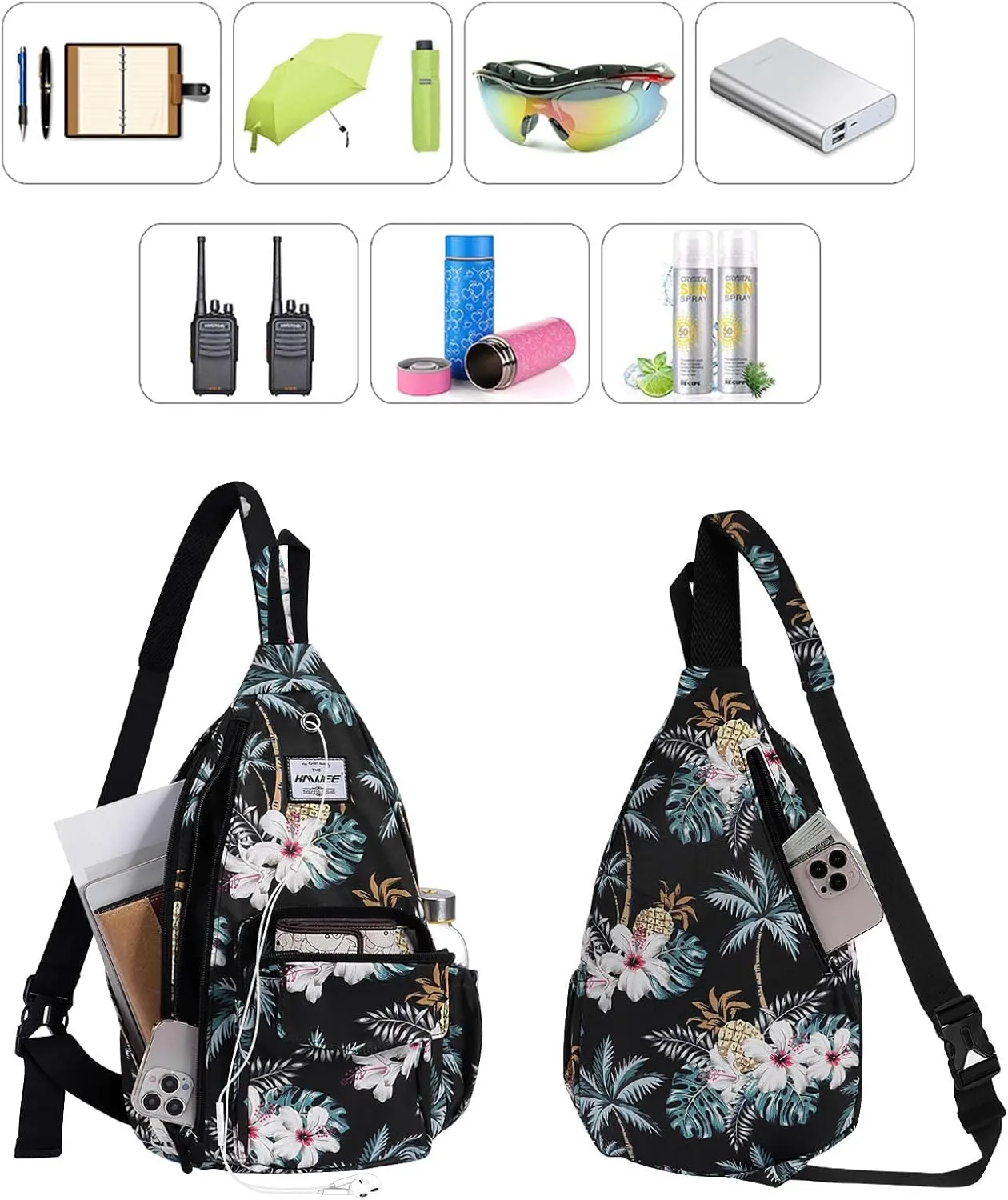 Rope Sling Bag for Women Men Casual Cross Body Daypack Backpack Adjustable Strap Water Repellent for Travel/Sport