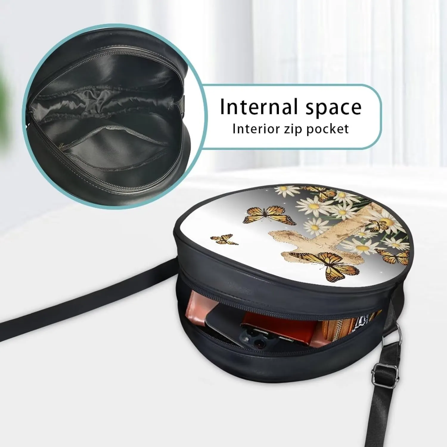 Round Clutch Purses for Women, Leather Shoulder Crossbody Circle Purse Wallet with Adjustable Strap