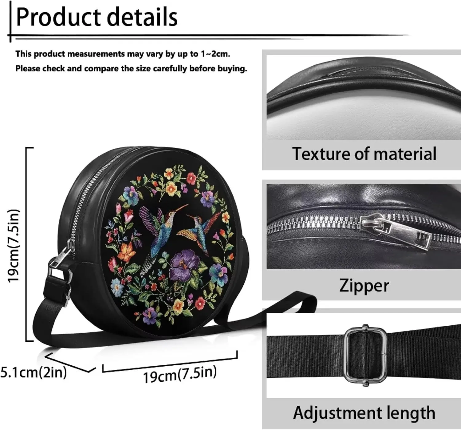 Round Clutch Purses for Women, Leather Shoulder Crossbody Circle Purse Wallet with Adjustable Strap