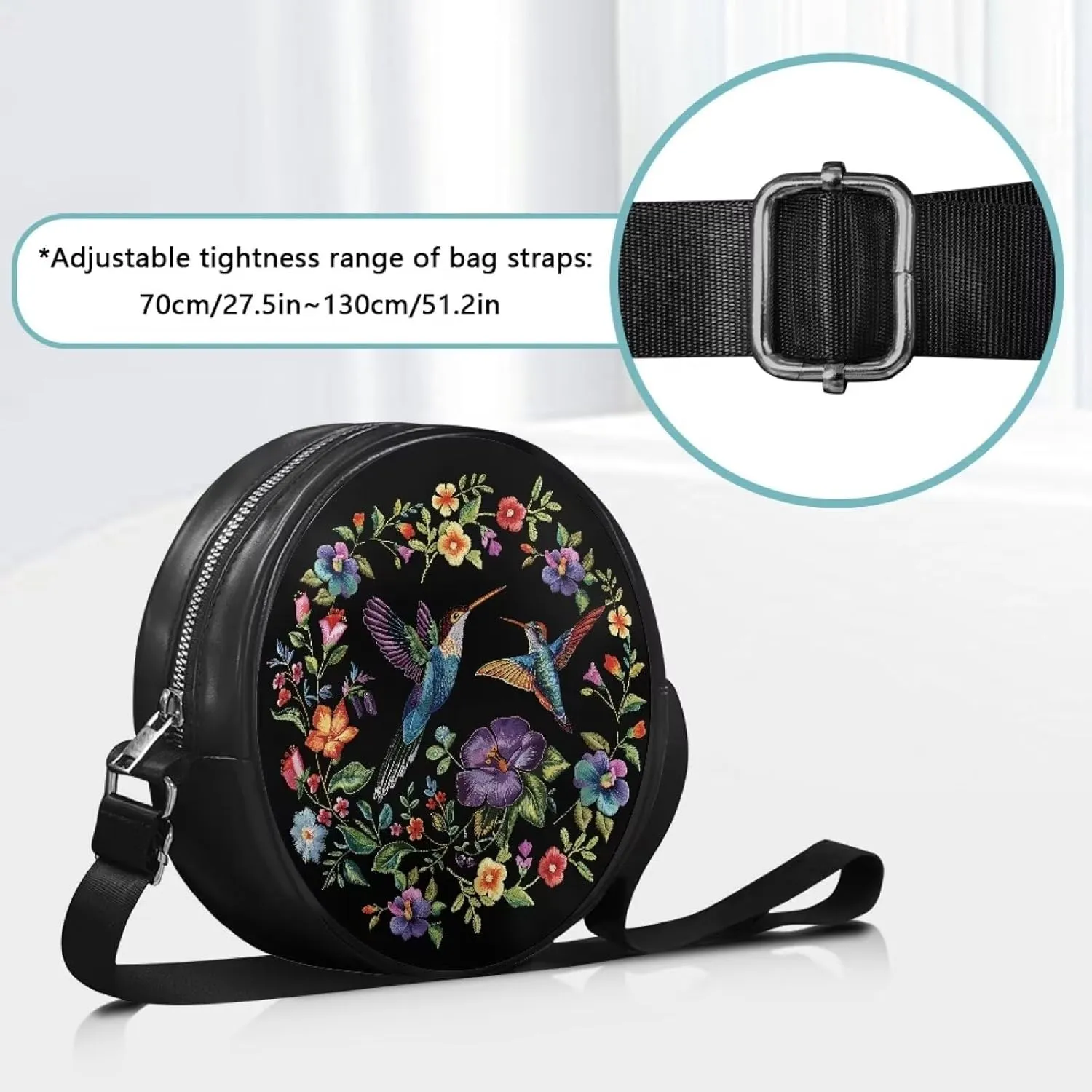 Round Clutch Purses for Women, Leather Shoulder Crossbody Circle Purse Wallet with Adjustable Strap
