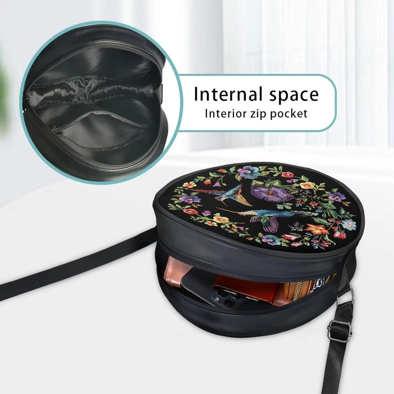 Round Clutch Purses for Women, Leather Shoulder Crossbody Circle Purse Wallet with Adjustable Strap