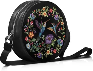 Round Clutch Purses for Women, Leather Shoulder Crossbody Circle Purse Wallet with Adjustable Strap