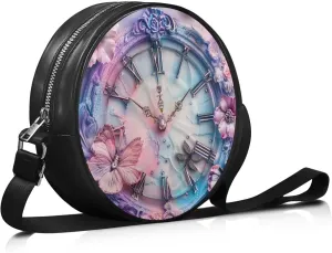 Round Clutch Purses for Women, Leather Shoulder Crossbody Circle Purse Wallet with Adjustable Strap