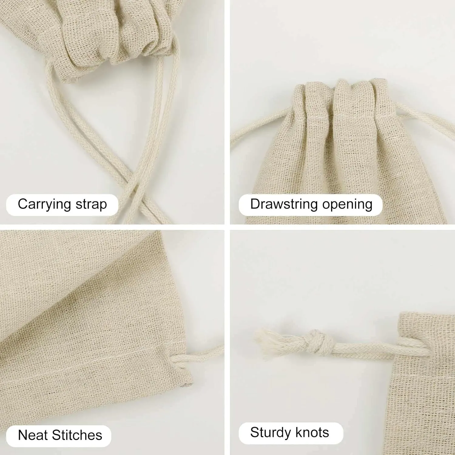 RTFGHJS 8 Pieces Drawstring Bags Late Night Owl Burlap Pouch Bag Linen Gift Pocket Jewelry Pouch for DIY Craft Party