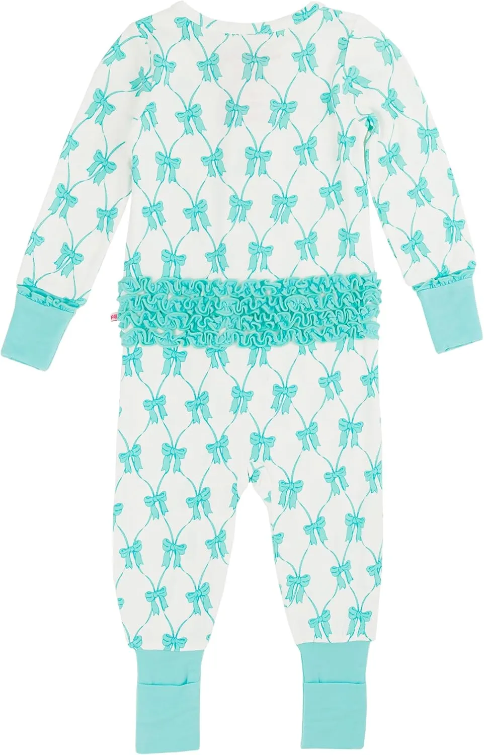 RuffleButts SoftSnooze™ Viscose from Bamboo Baby Girls Ruffle One Piece Convertible Pajamas