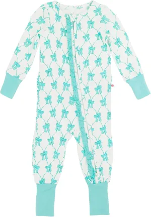 RuffleButts SoftSnooze™ Viscose from Bamboo Baby Girls Ruffle One Piece Convertible Pajamas