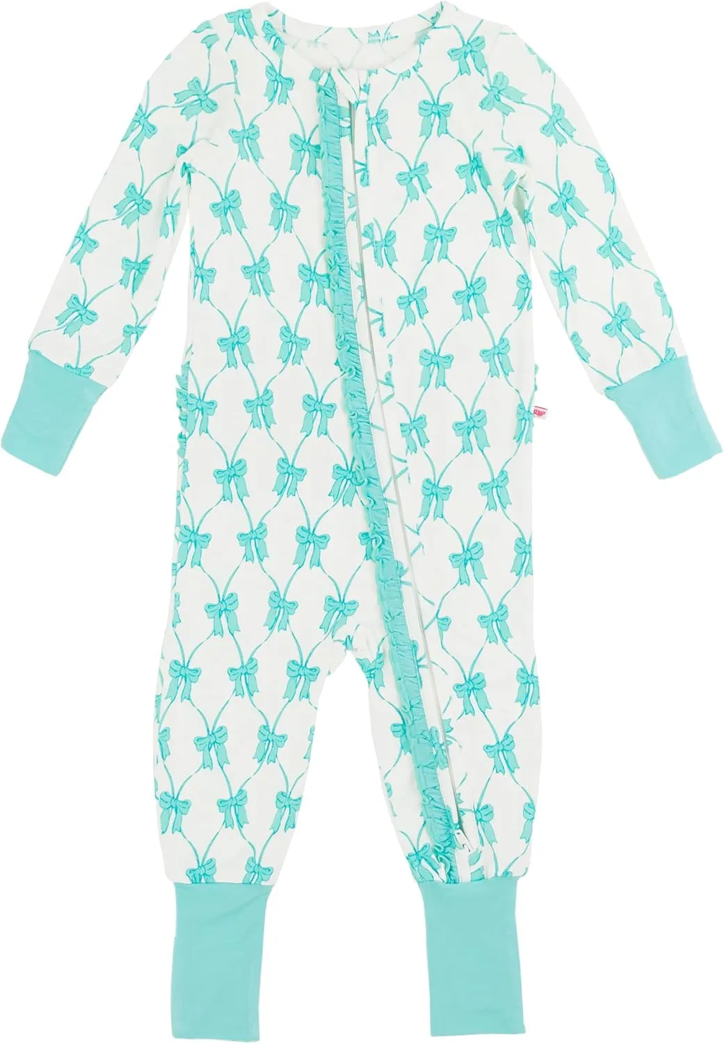 RuffleButts SoftSnooze™ Viscose from Bamboo Baby Girls Ruffle One Piece Convertible Pajamas