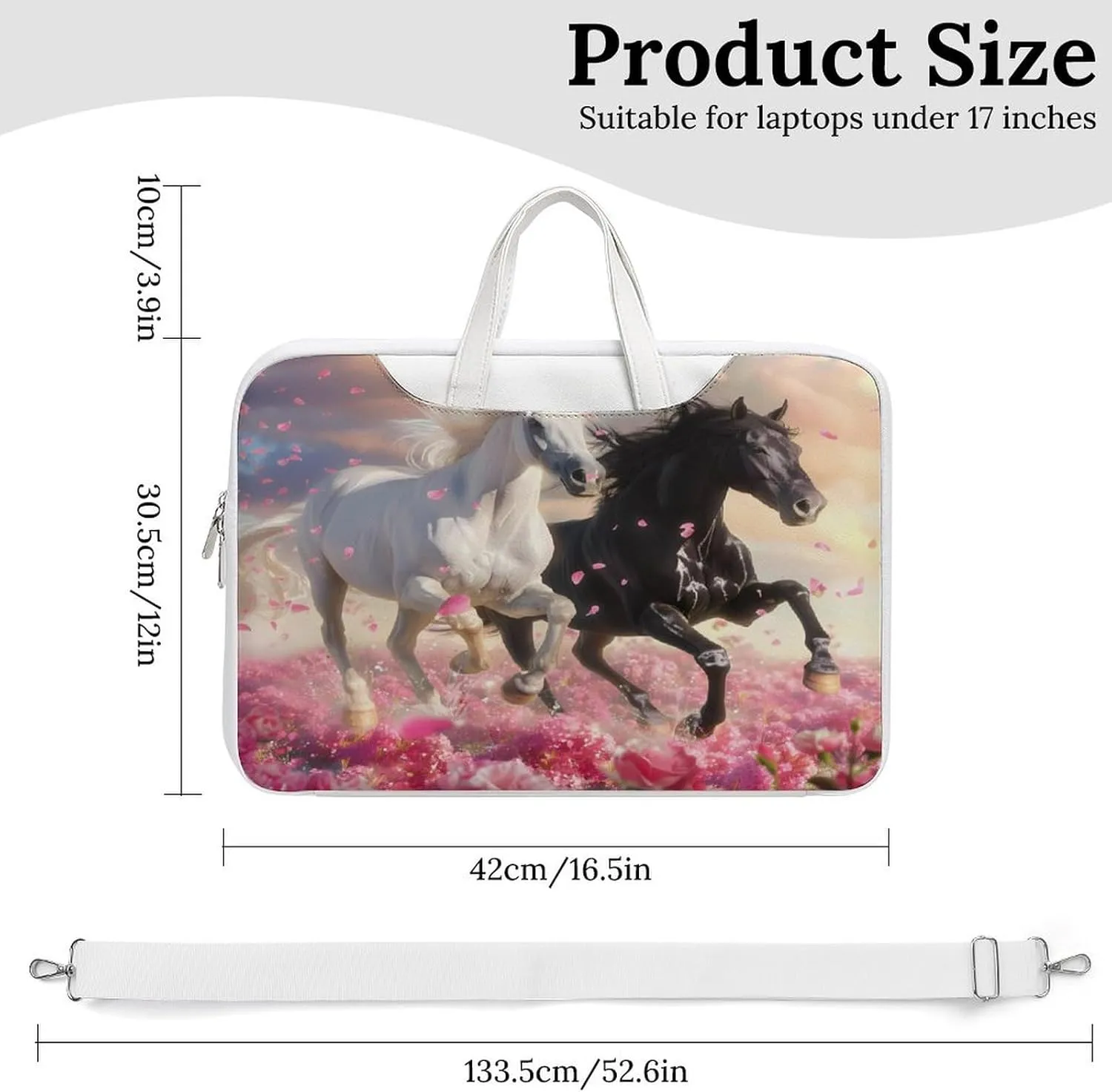 Running Horses Laptop Tote Bag Waterproof Computer Carrying Case Business Office Briefcase
