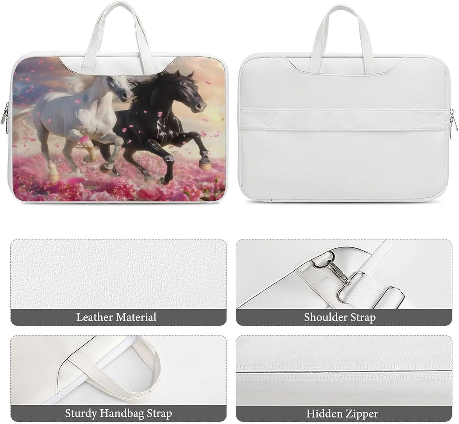 Running Horses Laptop Tote Bag Waterproof Computer Carrying Case Business Office Briefcase