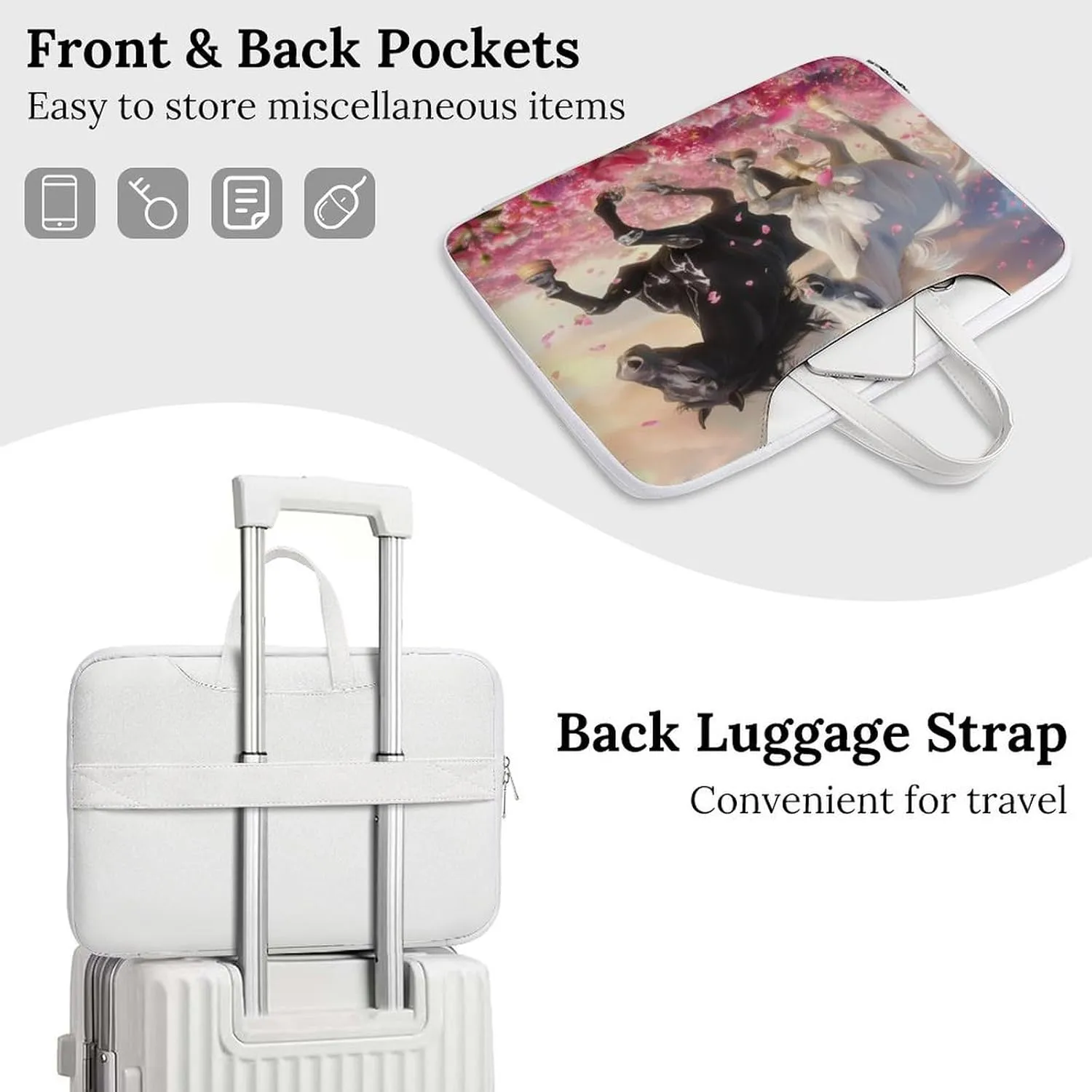 Running Horses Laptop Tote Bag Waterproof Computer Carrying Case Business Office Briefcase