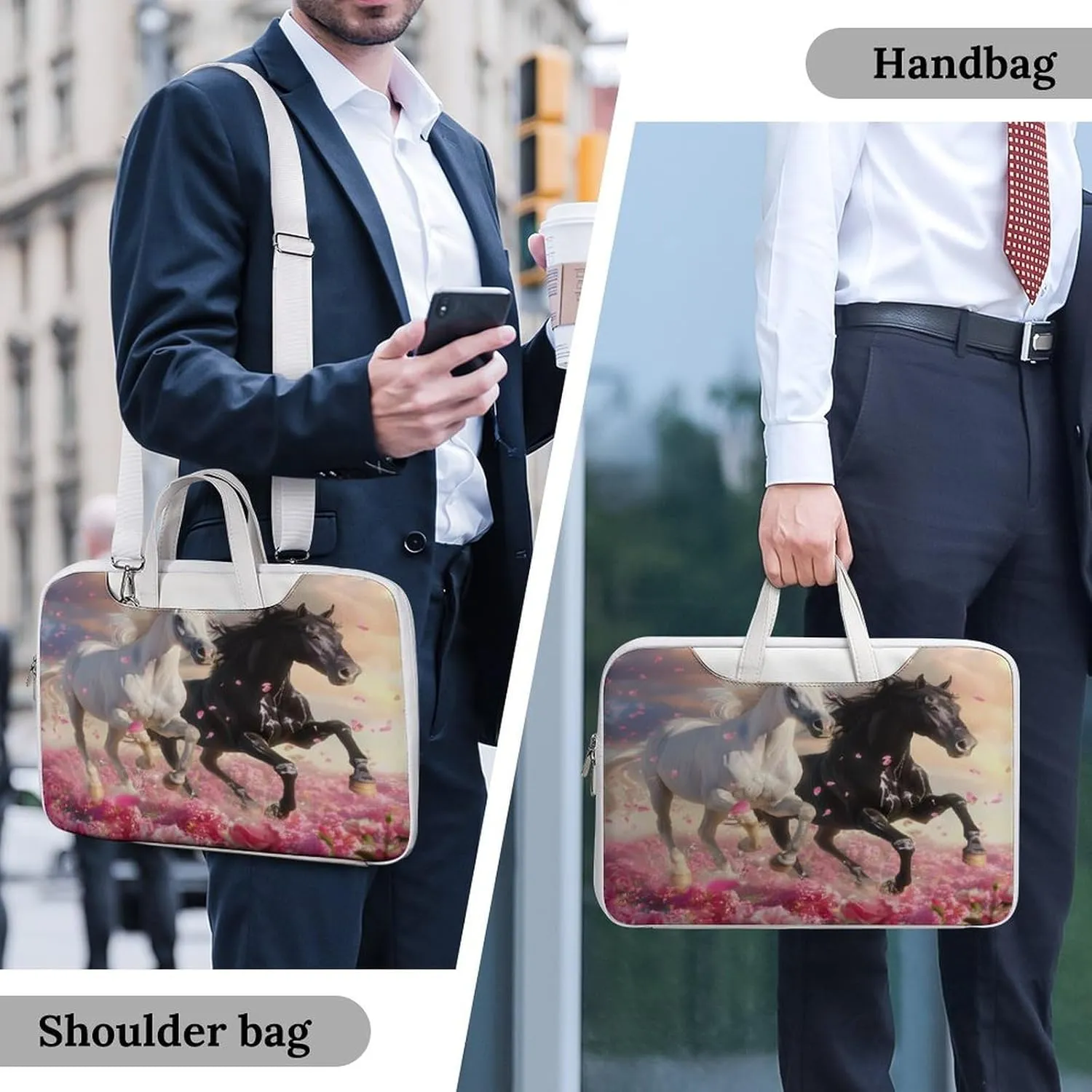 Running Horses Laptop Tote Bag Waterproof Computer Carrying Case Business Office Briefcase