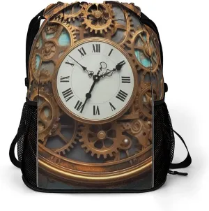 Rusty Steampunk Clock Drawstring Backpack Draw String Bag Sports Gym Bags Cinch Bag Gift Bags Travel Sackpack