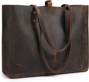 S-ZONE Genuine Leather Shoulder Tote Bag for Women Large Handbag Work Purse
