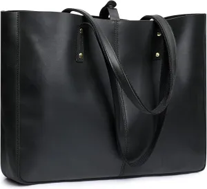 S-ZONE Genuine Leather Shoulder Tote Bag for Women Large Handbag Work Purse