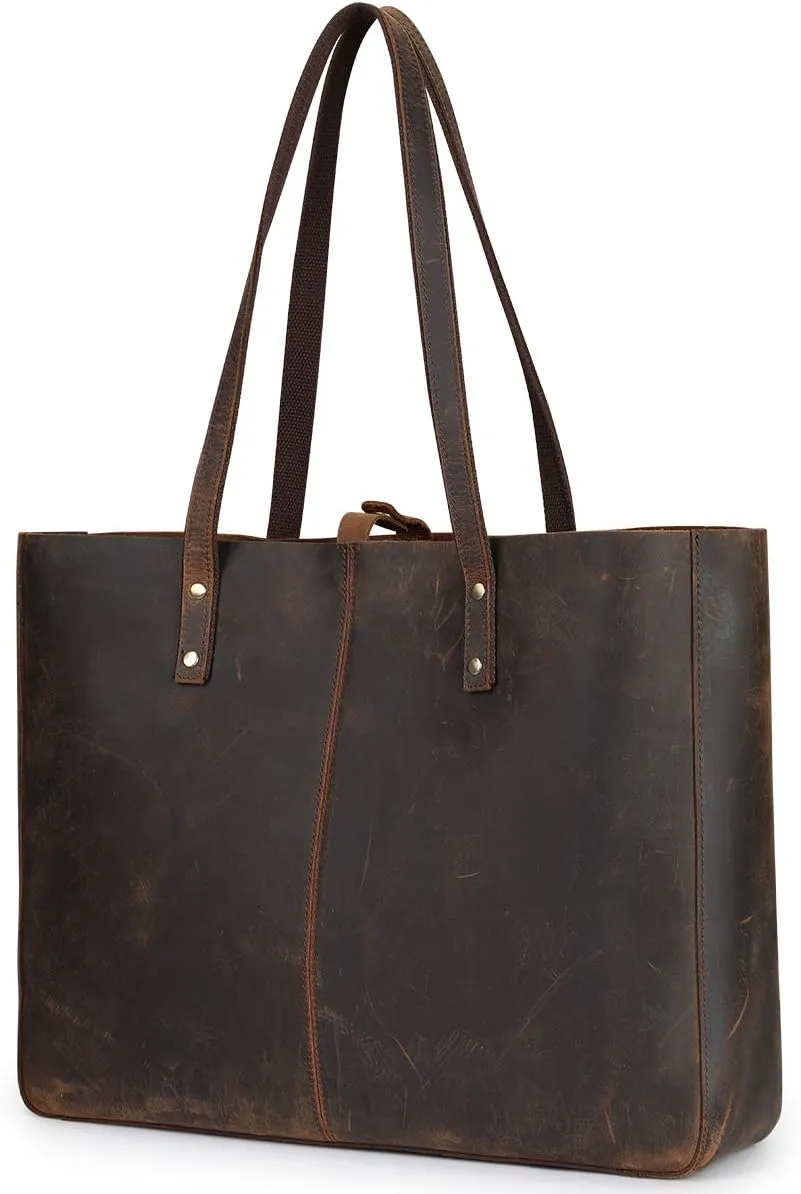 S-ZONE Genuine Leather Shoulder Tote Bag for Women Large Handbag Work Purse