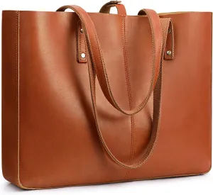 S-ZONE Genuine Leather Shoulder Tote Bag for Women Large Handbag Work Purse