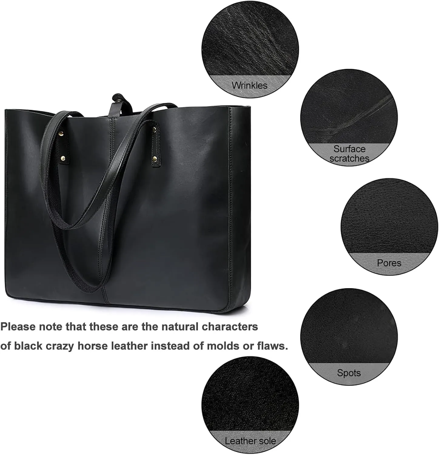 S-ZONE Genuine Leather Shoulder Tote Bag for Women Large Handbag Work Purse