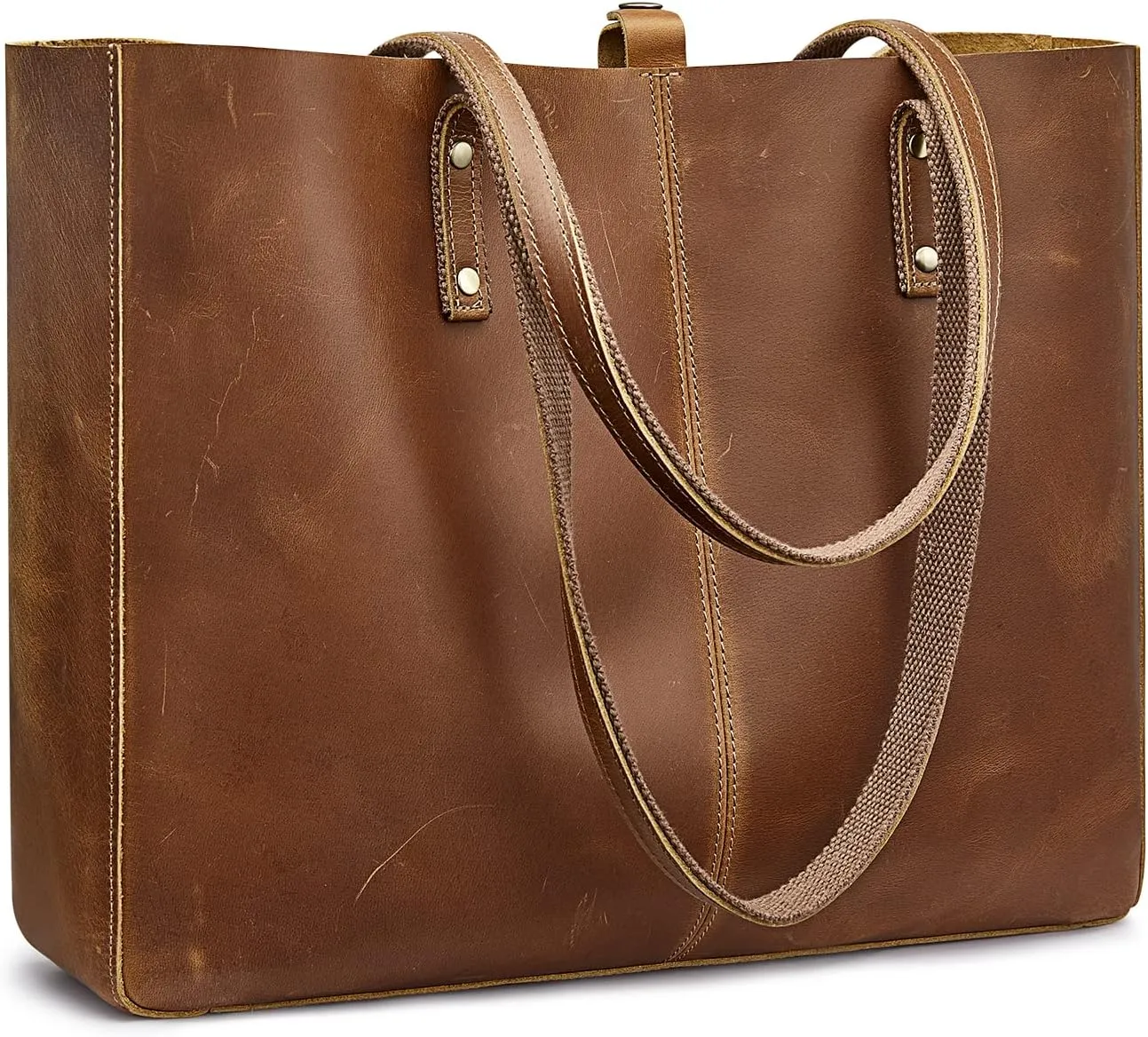 S-ZONE Genuine Leather Shoulder Tote Bag for Women Large Handbag Work Purse