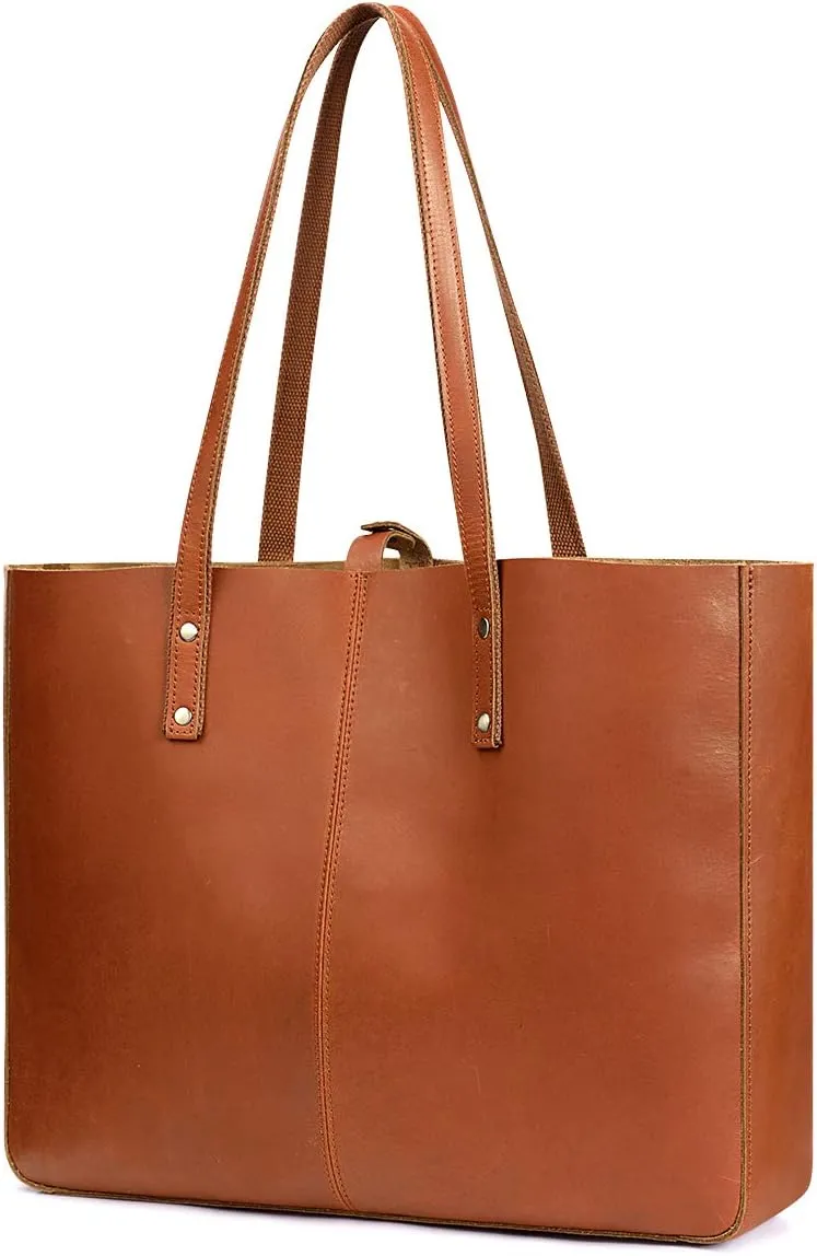 S-ZONE Genuine Leather Shoulder Tote Bag for Women Large Handbag Work Purse