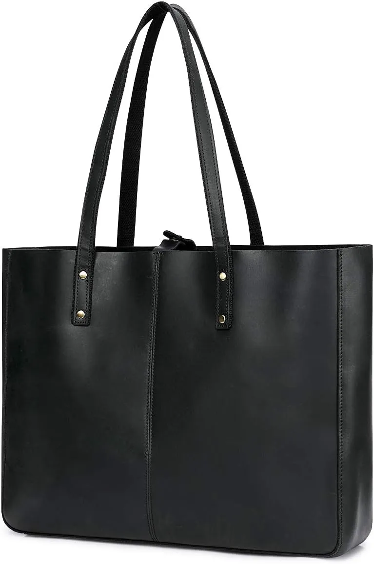 S-ZONE Genuine Leather Shoulder Tote Bag for Women Large Handbag Work Purse