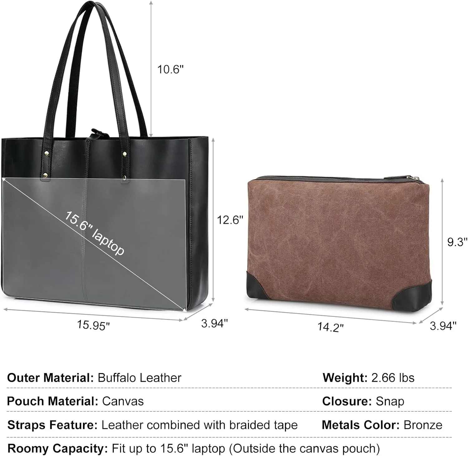 S-ZONE Genuine Leather Shoulder Tote Bag for Women Large Handbag Work Purse