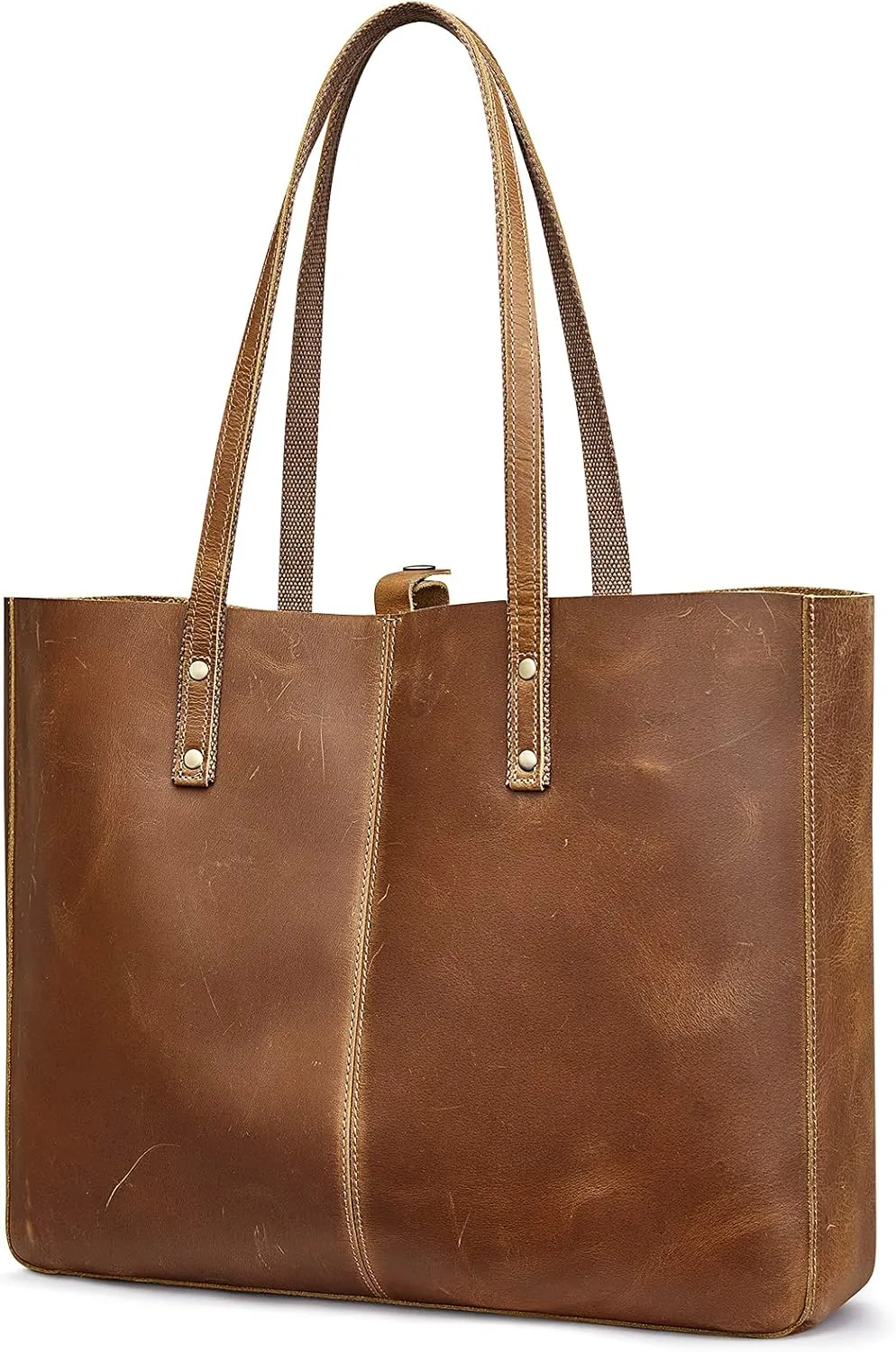 S-ZONE Genuine Leather Shoulder Tote Bag for Women Large Handbag Work Purse