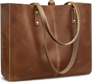 S-ZONE Genuine Leather Shoulder Tote Bag for Women Large Handbag Work Purse