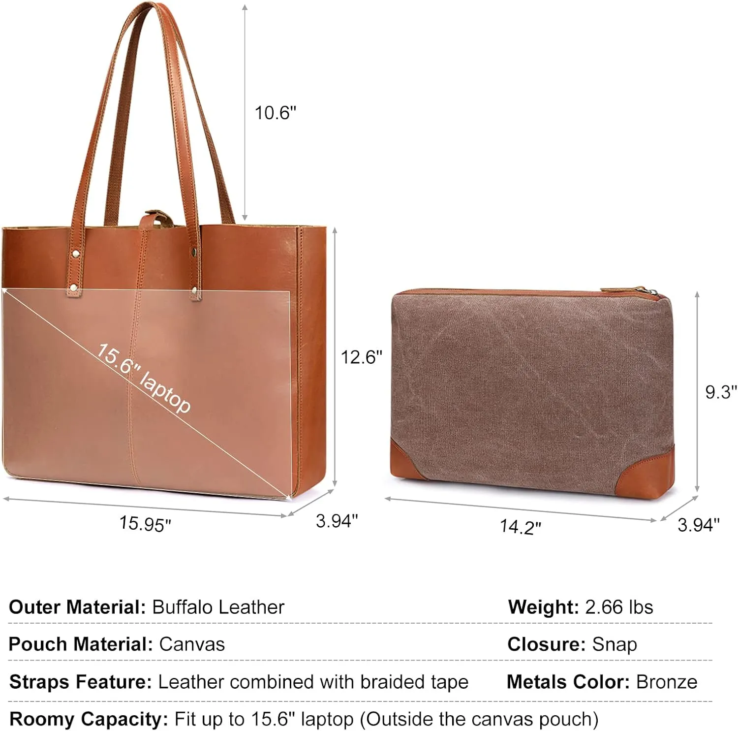S-ZONE Genuine Leather Shoulder Tote Bag for Women Large Handbag Work Purse