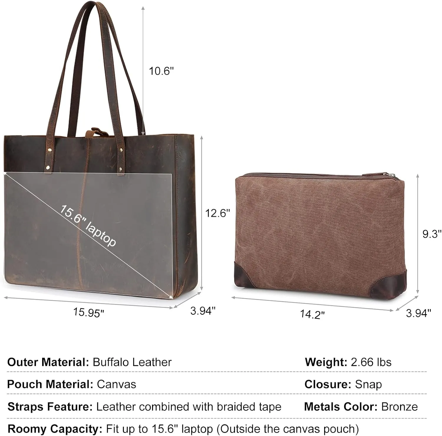 S-ZONE Genuine Leather Shoulder Tote Bag for Women Large Handbag Work Purse