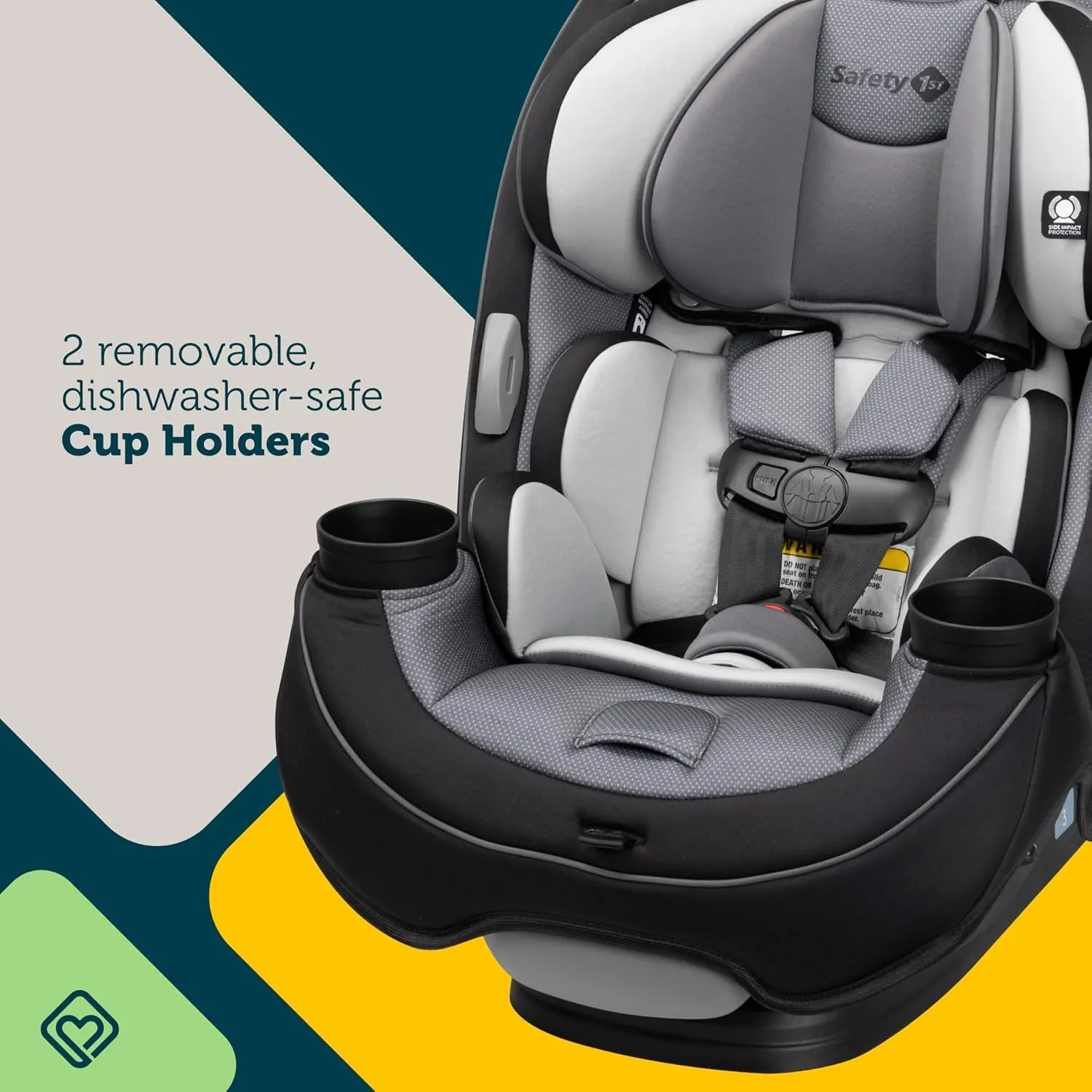 Safety 1st Grow and Go All-in-One Slim Convertible Car Seat, Rear Facing, 5-40 lbs, Forward Facing (30–65 lbs), High Back Booster Seat 40-100 pounds, Carbon Rose