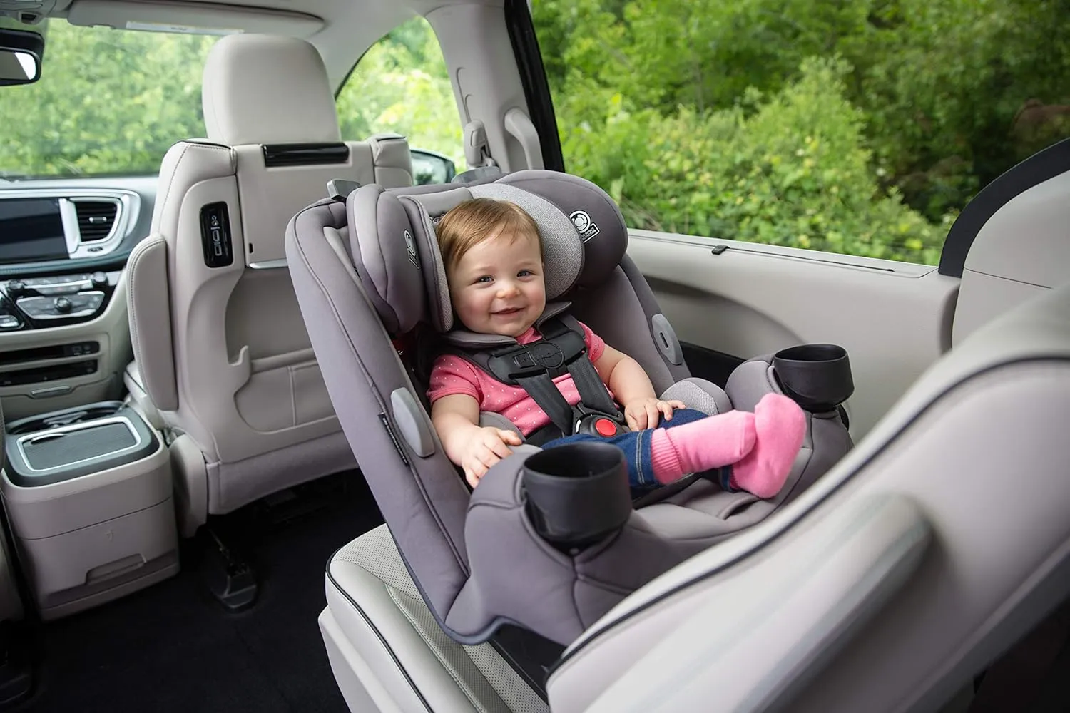 Safety 1st Grow and Go All-in-One Slim Convertible Car Seat, Rear Facing, 5-40 lbs, Forward Facing (30–65 lbs), High Back Booster Seat 40-100 pounds, Carbon Rose