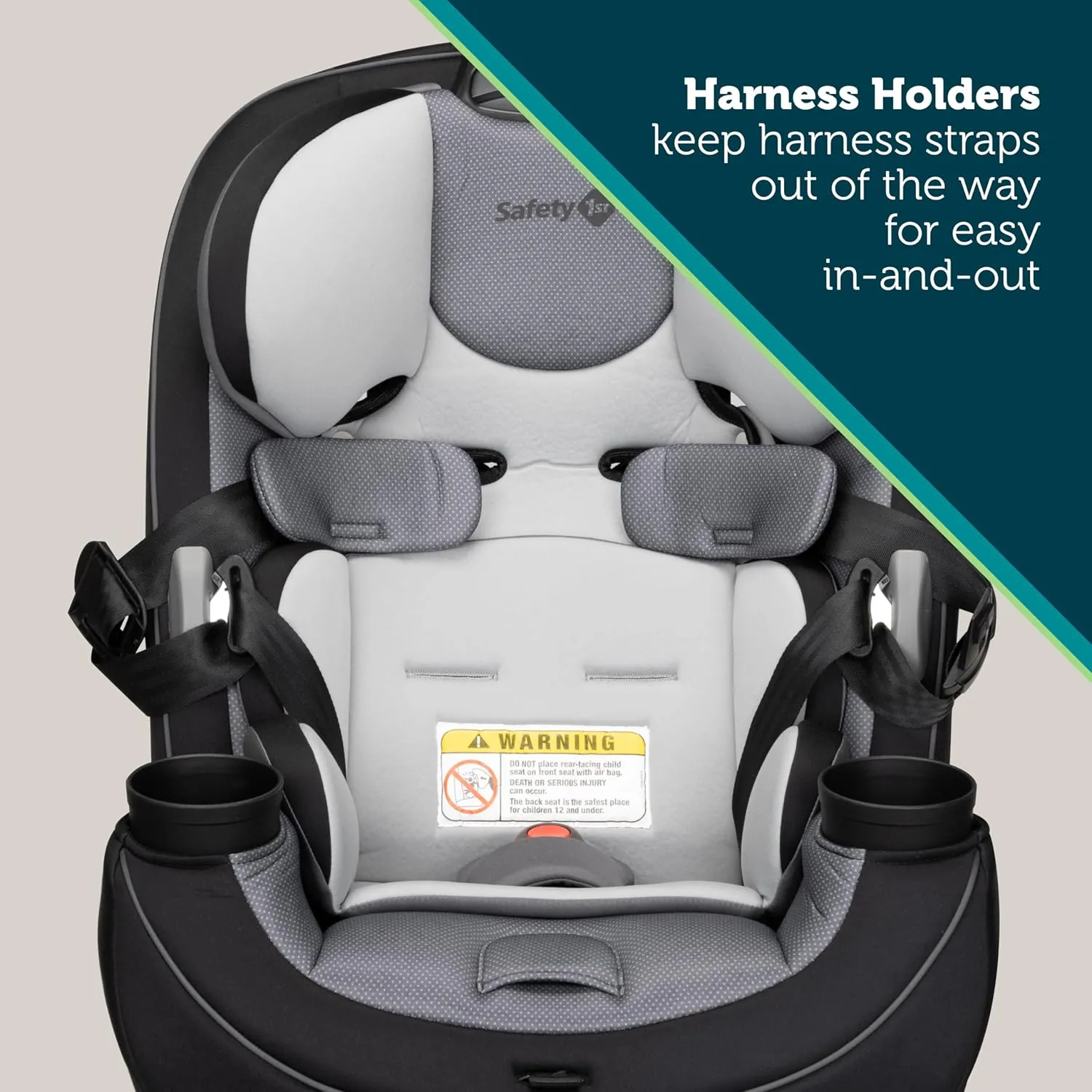 Safety 1st Grow and Go All-in-One Slim Convertible Car Seat, Rear Facing, 5-40 lbs, Forward Facing (30–65 lbs), High Back Booster Seat 40-100 pounds, Carbon Rose