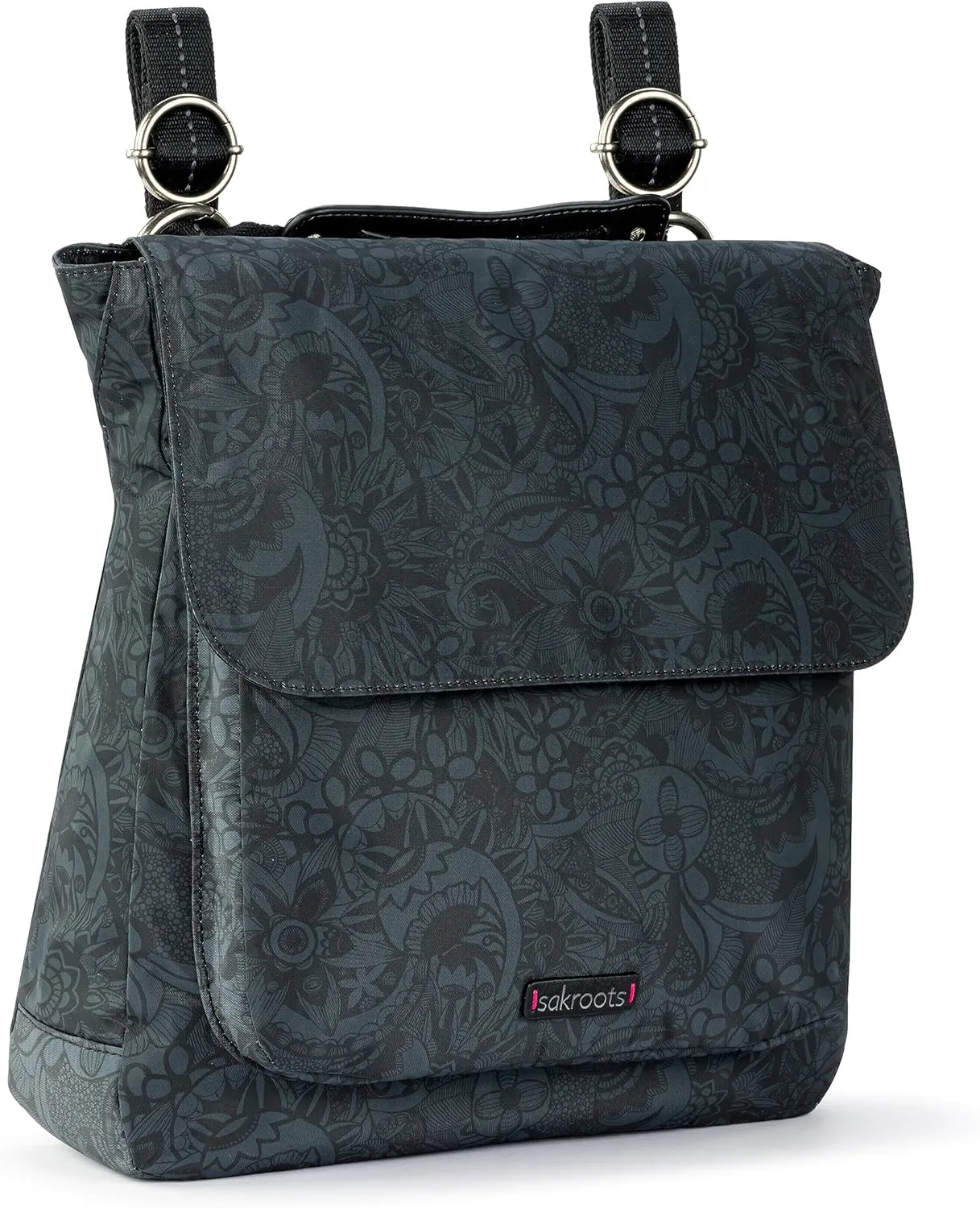 Sakroots Olympic Convertible Backpack in Eco Twill, Adjustable Strap, Black Spirit Desert