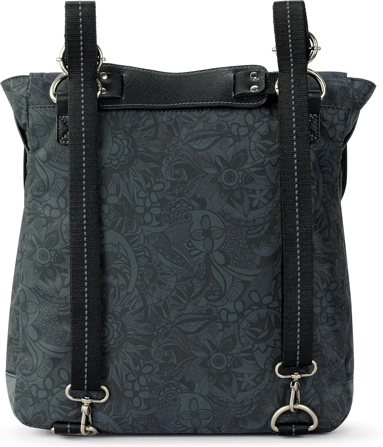 Sakroots Olympic Convertible Backpack in Eco Twill, Adjustable Strap, Black Spirit Desert