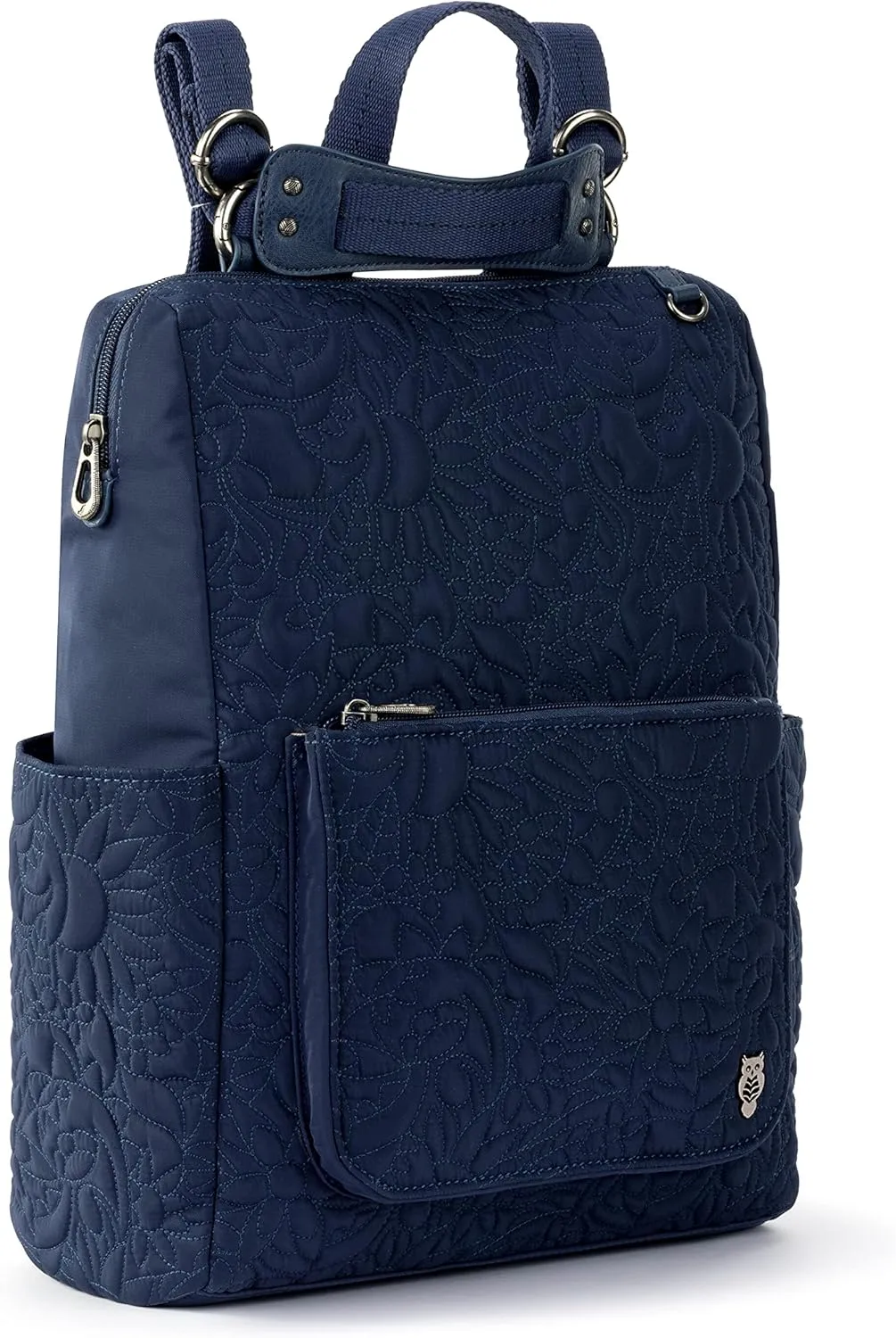 Sakroots womens Eco-twill Convertible Loyola Backpack in Eco Twill Adjustable Crossbody Strap Multifunctional Bag with Laptop Compartmen, Quilted Navy Spirit Desert, One Size US
