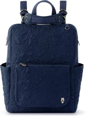 Sakroots womens Eco-twill Convertible Loyola Backpack in Eco Twill Adjustable Crossbody Strap Multifunctional Bag with Laptop Compartmen, Quilted Navy Spirit Desert, One Size US