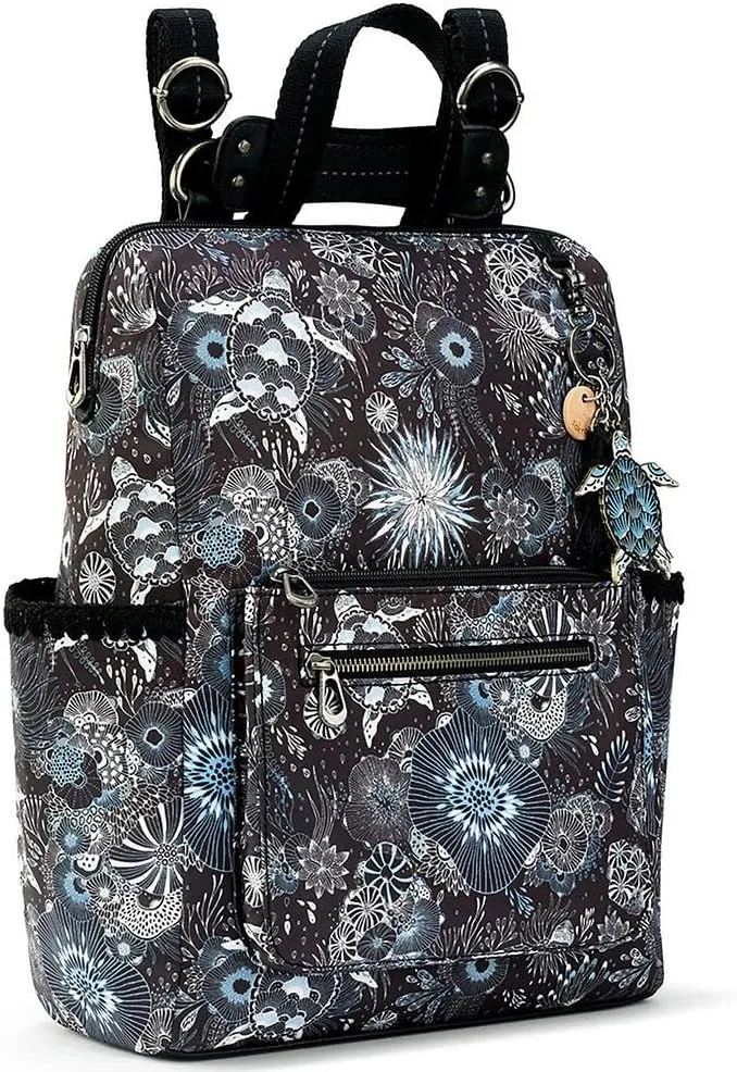 Sakroots womens Eco-twill, Laptop Compartmen Loyola Backpack in Eco Twill Convertible Purse with Adjustable Crossbody Strap Multifunctional Bag, Midnight Seascape, One Size US