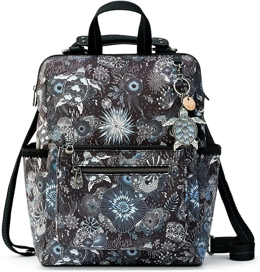 Sakroots womens Eco-twill, Laptop Compartmen Loyola Backpack in Eco Twill Convertible Purse with Adjustable Crossbody Strap Multifunctional Bag, Midnight Seascape, One Size US