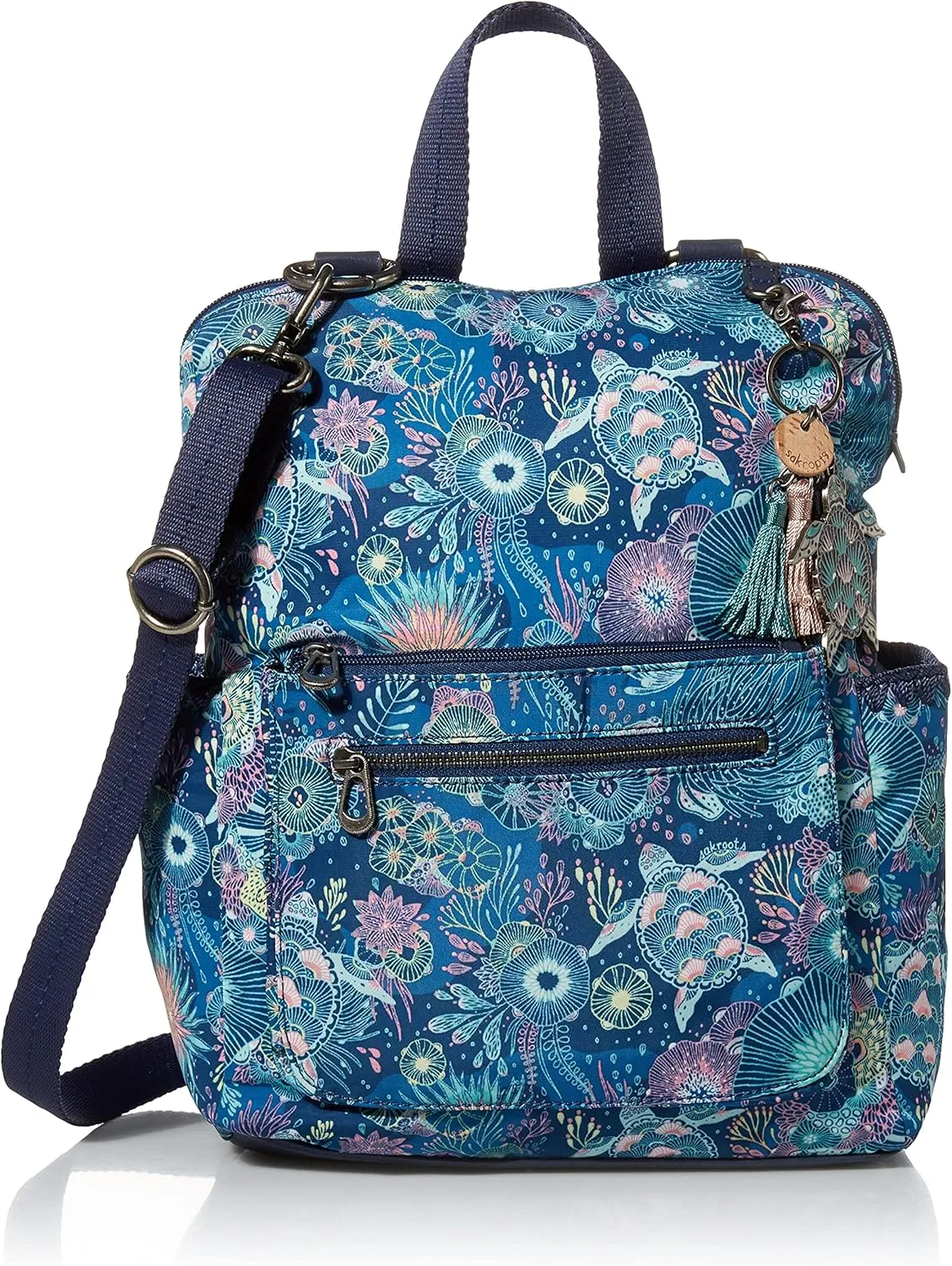 Sakroots womens Eco-twill Loyola Convertible Backpack, Royal Blue Seascape, One Size US