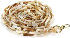 Savagrow 47.24"/120cm DIY Acrylic Resin Replacement Chain Purse Shoulder Strap with Buckle, Beige Rectangle Chain Link